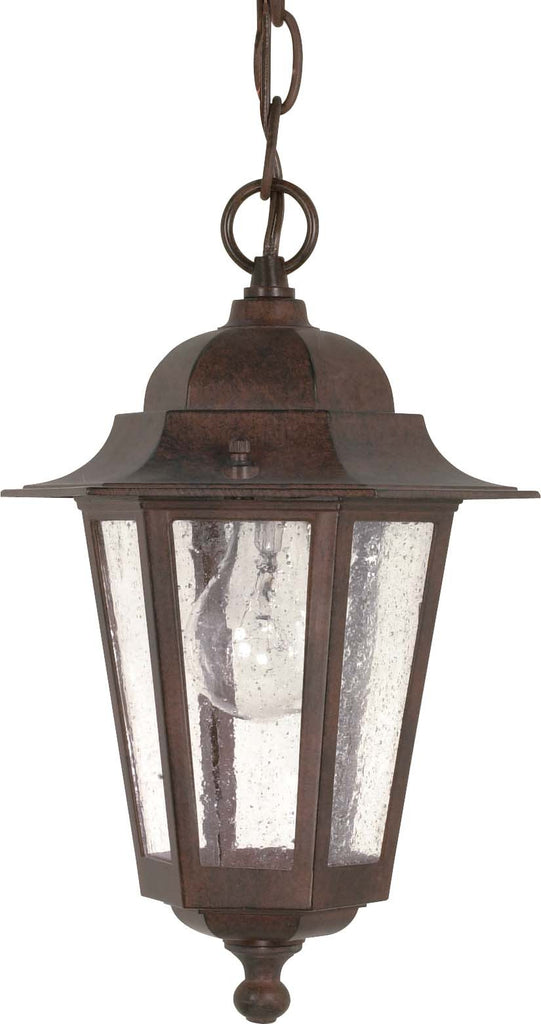 Nuvo Cornerstone 1-Light 13" Old Bronze Hanging Lantern w/ Clear Seeded Glass