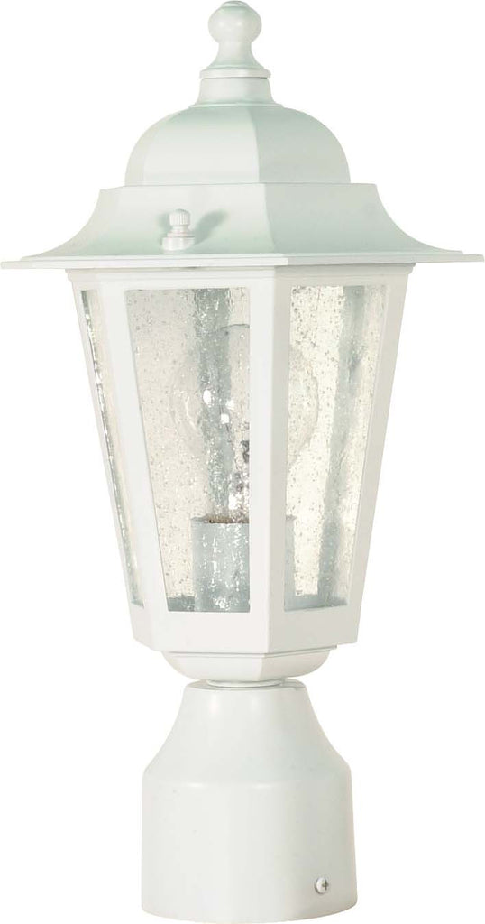 Nuvo Cornerstone 1-Light 14" White Post Hanging Lantern w/ Clear Seeded Glass