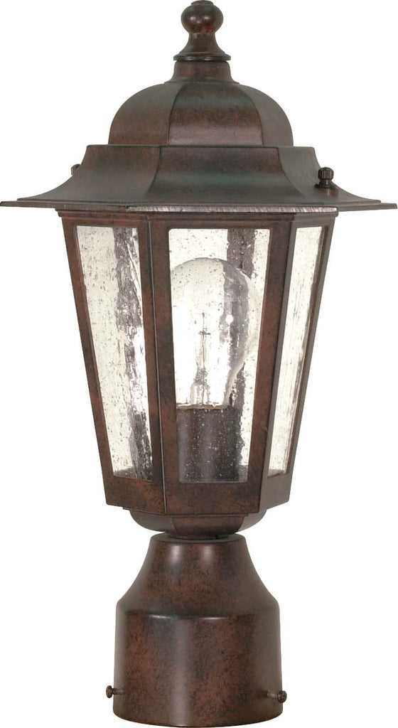 Nuvo Cornerstone 1-Light 14" Old Bronze Post Lantern w/ Clear Seeded Glass