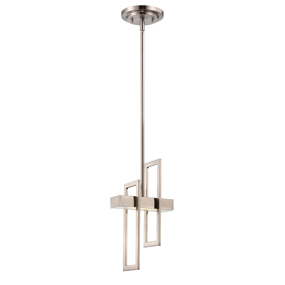 Nuvo Frame 10w LED Pendant Fixture w/ Frosted Glass in Brushed Nickel Finish