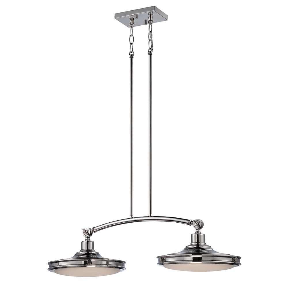 Houston 2-Lights LED Island Pendant Light Fixture - Polished Nickel Finish