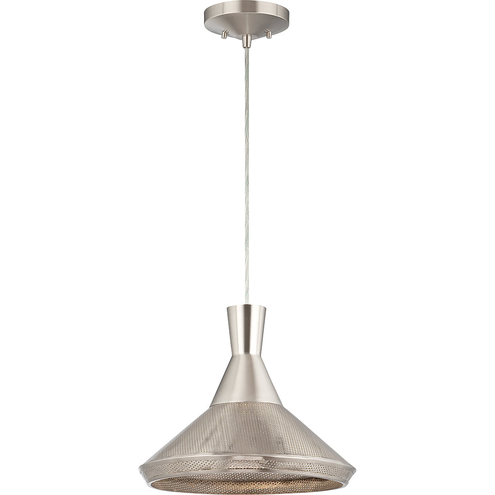 Nuvo Luger 1-Light Metal Pendant w/ 14w LED PAR Lamp Included in Satin Steel