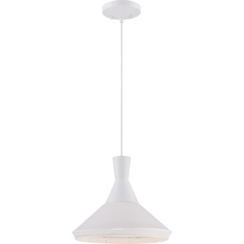 Nuvo Luger 1-Light Metal Pendant w/ 14w LED PAR Lamp Included in Glacier White