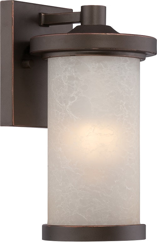 Nuvo 5.5 inch Diego LED Outdoor Wall Bronze Light with Satin Amber Glass