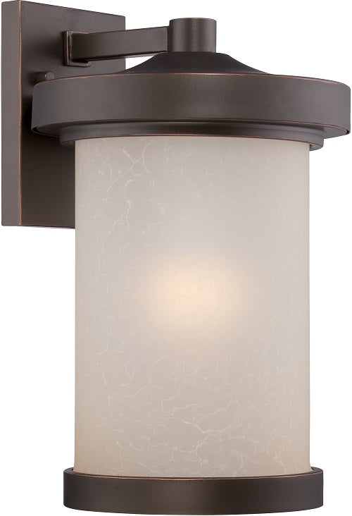 Nuvo 9 inch Diego LED Outdoor Wall Bronze Light with Satin Amber Glass