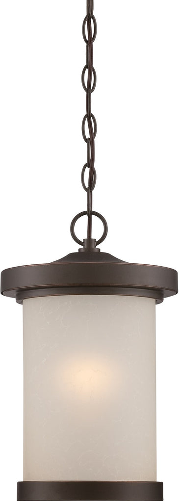 Nuvo 9 inch Diego LED Outdoor Bronze Light Pendant Satin Amber Glass