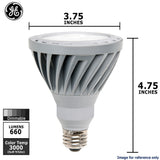 GE 66050 12w PAR30L LED Dimmable Narrow Flood NFL25 3000K Soft White E26 lamp - BulbAmerica