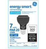 GE 7w PAR20 LED Bulb Dimmable Flood 300Lm Warm White lamp - BulbAmerica