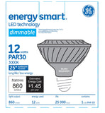 GE 12w PAR30 LED Bulb Dimmable Narrow Flood 860Lm Soft White lamp - BulbAmerica