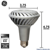 GE 68392 12w PAR30L LED Dimmable Flood FL40 E26 Silver 2700K Warm White lamp - BulbAmerica
