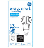 GE 69255 13w A19 LED Dimmable 2700K Warm White E26 Medium 750Lm 120v bulb lamp - BulbAmerica