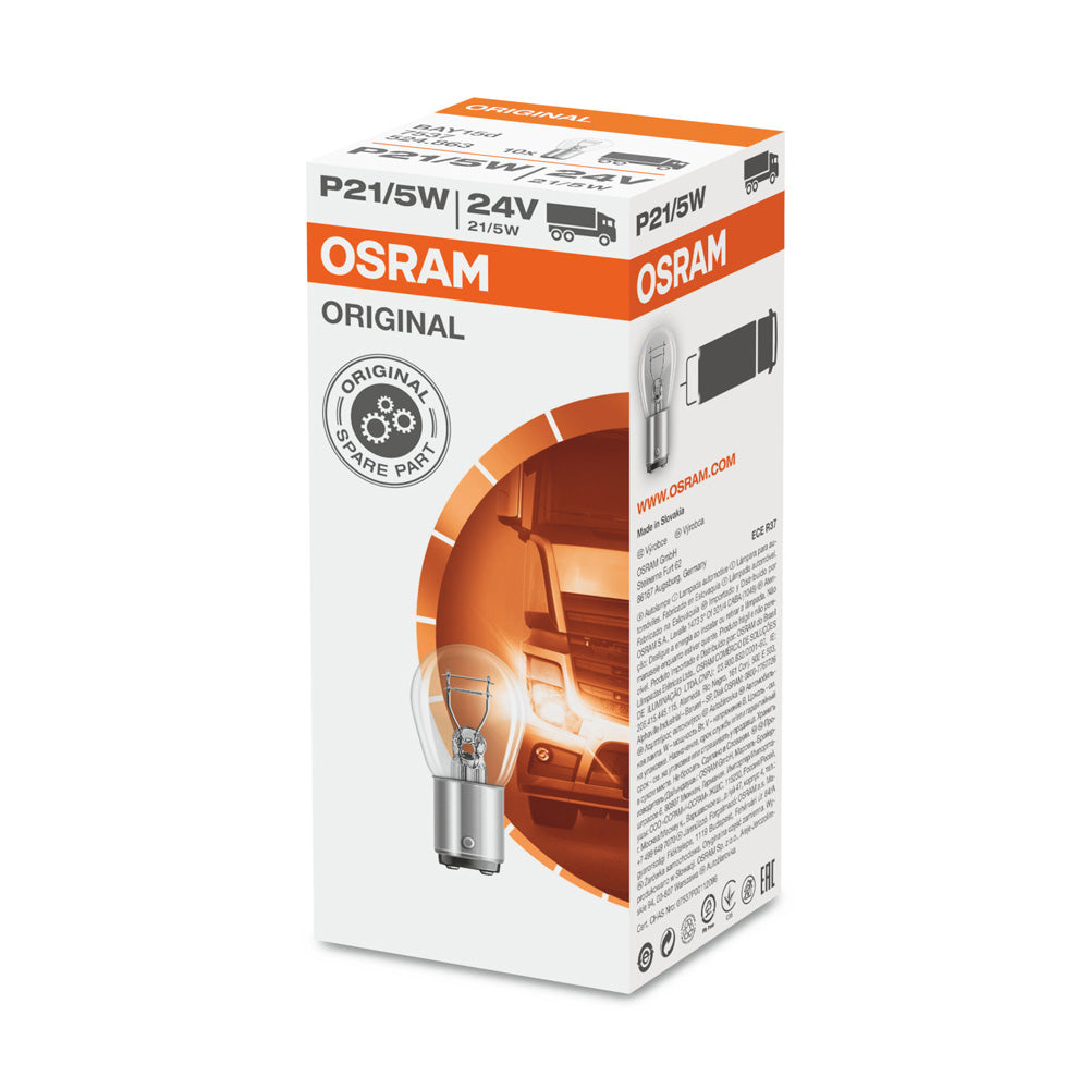 10-PK Osram 7537 P21/5W 24V Automotive Bulb Engineered for Trucks and Buses