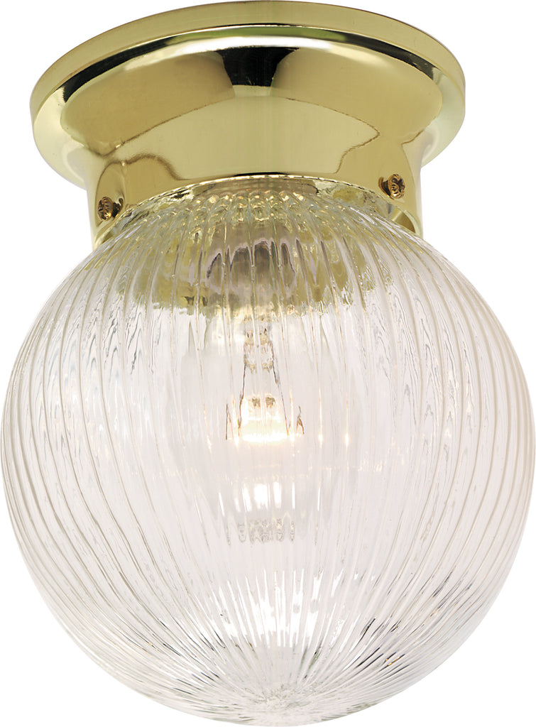 1-Light 6" Flush Mounted Close-to-Ceiling Light Fixture in Polished Brass Finish
