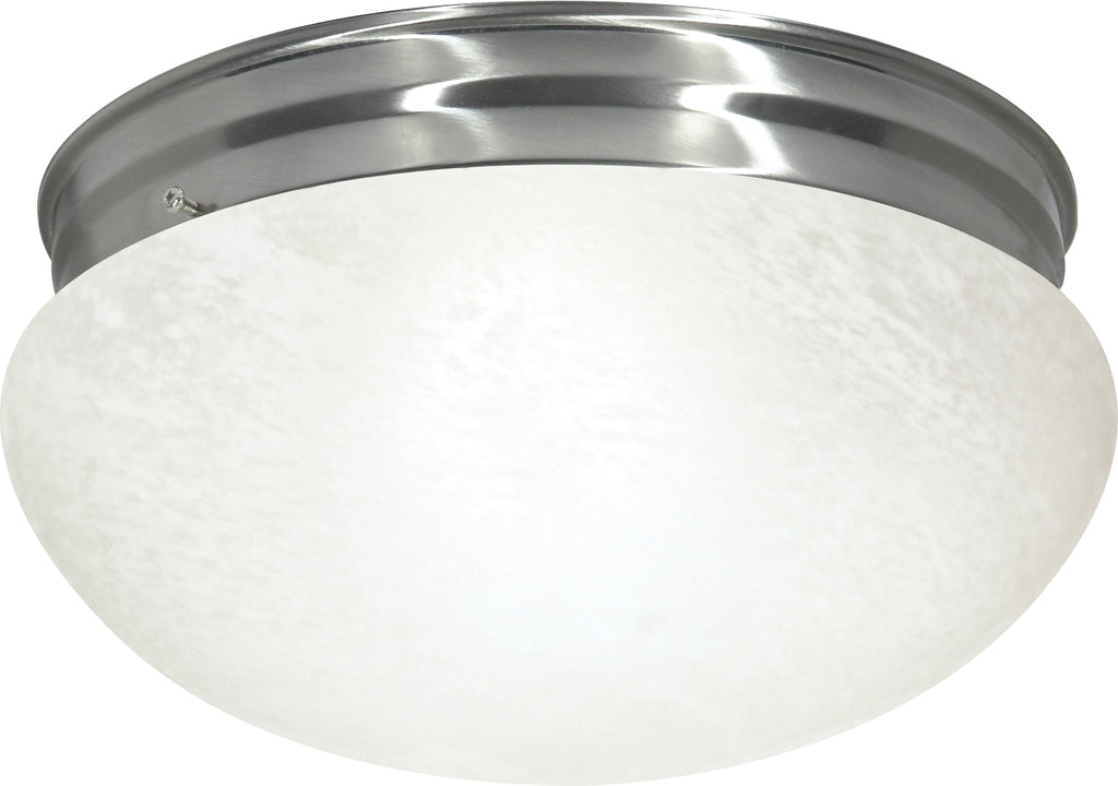 Nuvo 2-Light 12" Flush Mount w/ Large Alabaster Mushroom in Brushed Nickel