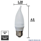 GE 76453 2w LED 120v Frosted Flame E12 2900K Candelabra Bent Tip Bulb 10w equiv. - BulbAmerica