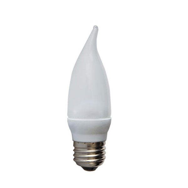 GE 76453 2w LED 120v Frosted Flame E12 2900K Candelabra Bent Tip Bulb 10w equiv.