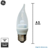 Ge 2w 120v Flame E12 2900k Candelabra LED Light Bulb - BulbAmerica