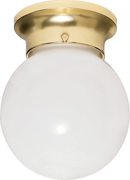Nuvo 1-Light 6" Ceiling Light White Glass Ball w/ Polished Brass Finish