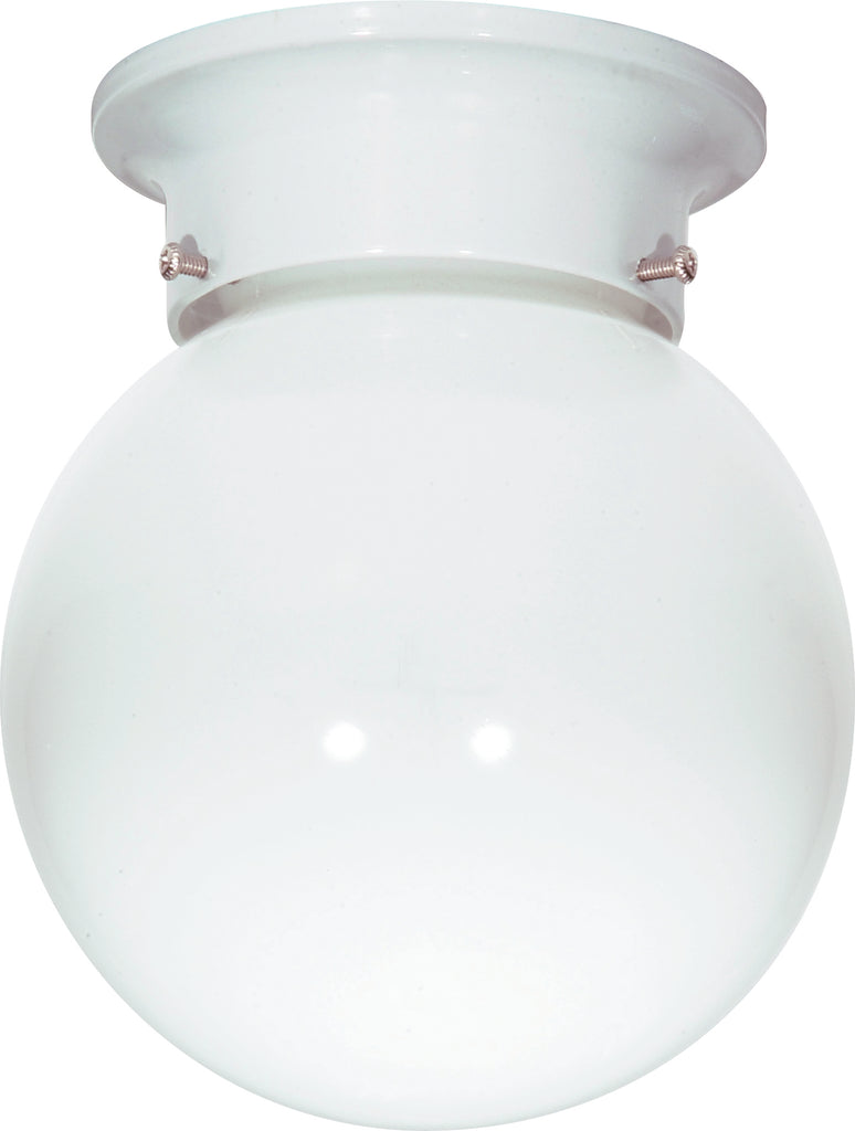 Nuvo 1-Light 6" Flush Mount Ceiling Fixture w/ White Ball Glass in White Finish