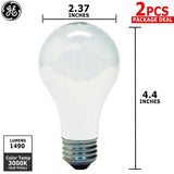 GE 72W A19 Halogen Clear Soft White - replace 100w incand - 2 bulbs - BulbAmerica