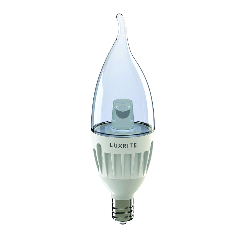 Luxrite 6W Candelabra  LED E12 base Flame tip Warm White Light Bulb