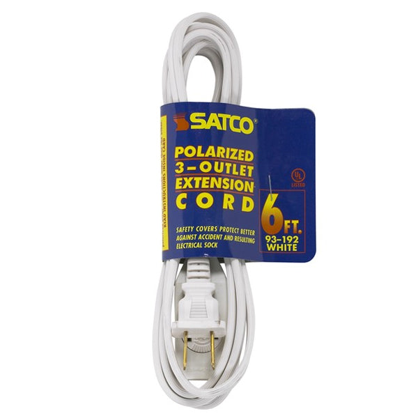 Satco 93-192 6 ft. Indoor Polarized 3-Outlet Extension Cord