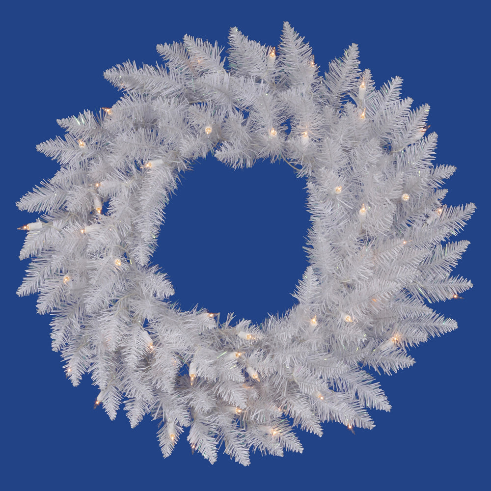 Vickerman 30in. Sparkle White 135 Tips Wreath 50 Pure White Wide Angle LED