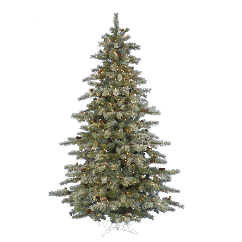 Vickerman 7.5Ft. Frosted 1306 Tips Christmas Tree 600 Clear Dura-Lit