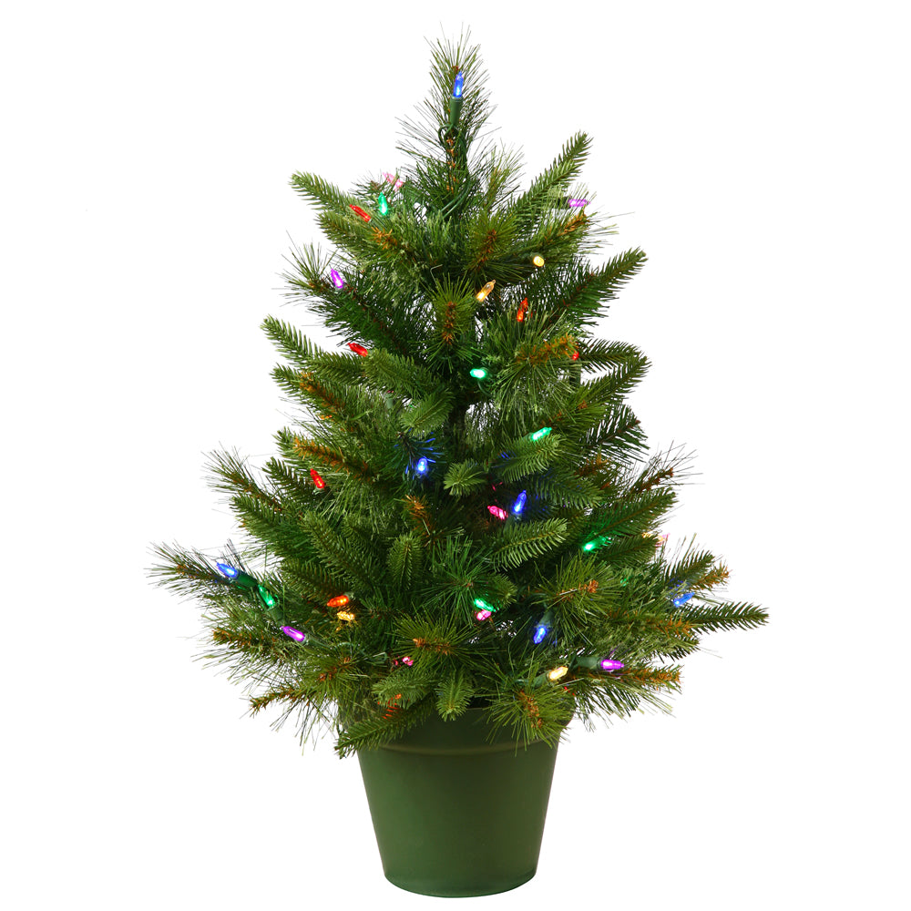 Vickerman 2Ft. Green 76 Tips Christmas Tree 50 Multi-color Italian LED
