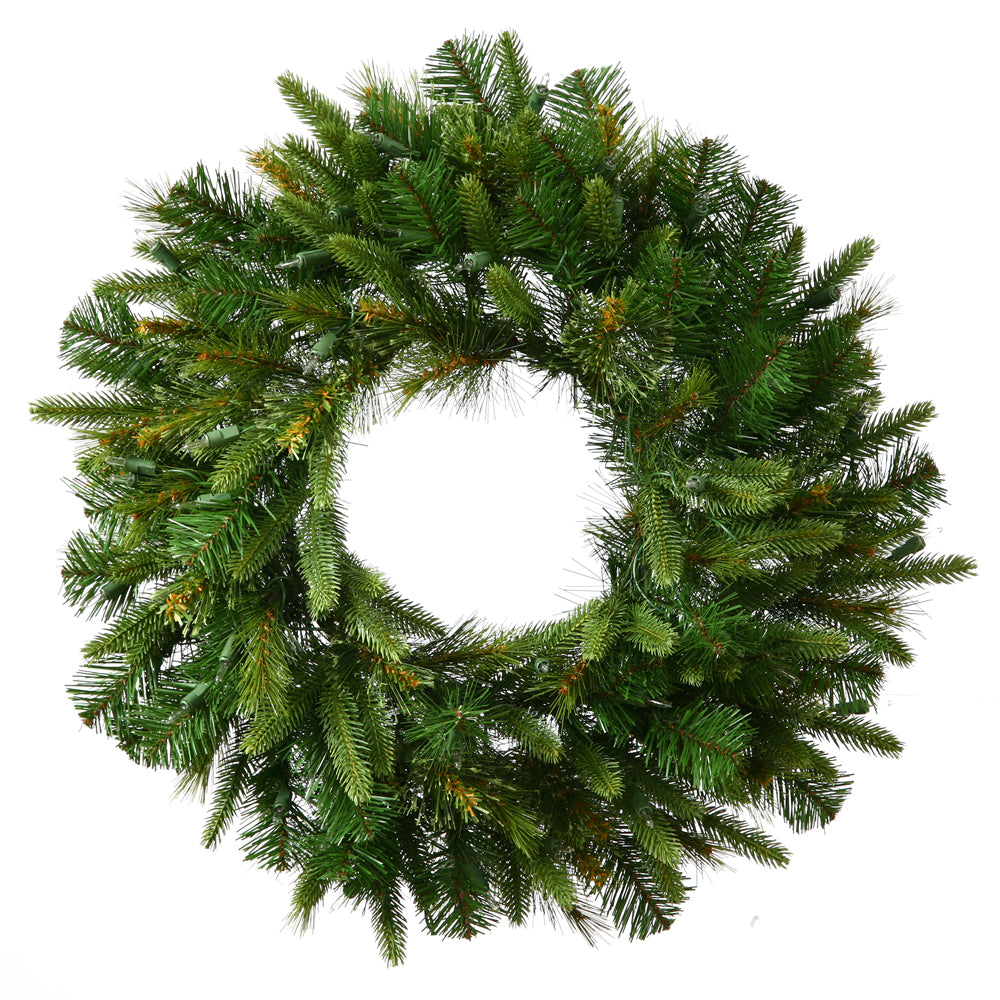 Vickerman 30in. Green 155 Tips Wreath Clear Dura-Lit Lights