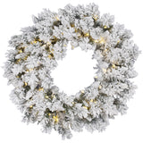 Vickerman 30in. Flocked 160 Tips Wreath 50 Warm White LED Lights