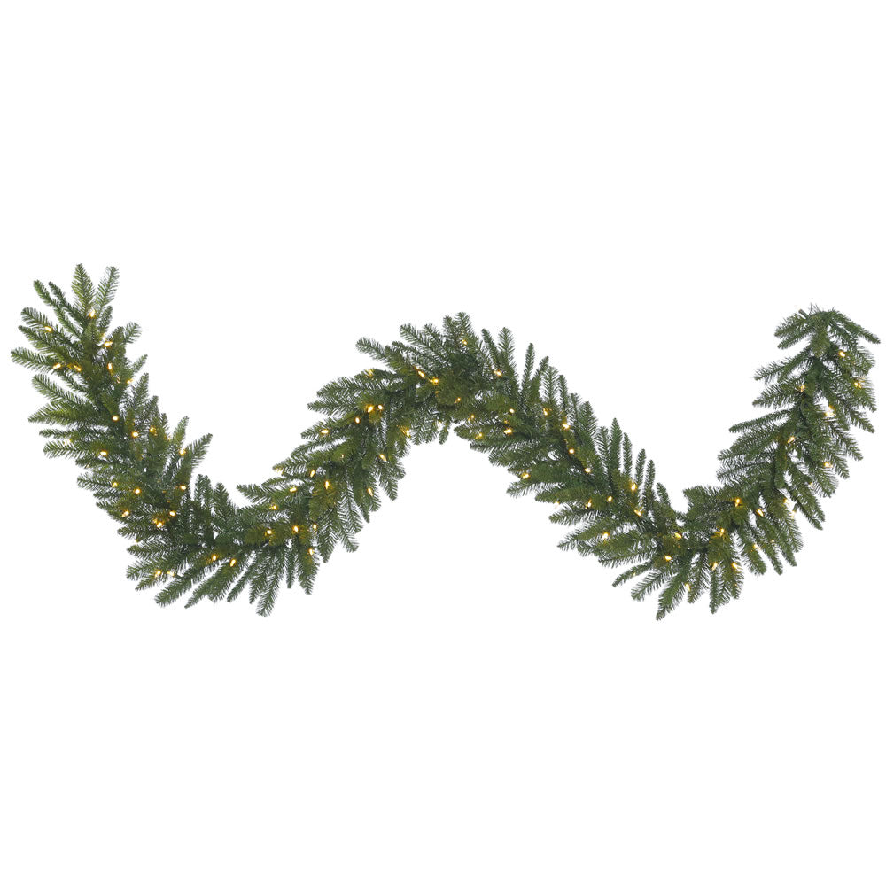 9Ft. x 14in. Durango Spruce Garland 240 Green PVC Tips 100 Warm White LED Lights