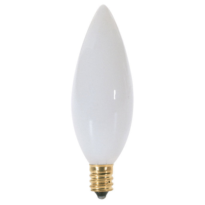 Satco A3688 25W 130V B9.5 Gloss White E12 Candelabra Base Incandescent bulb