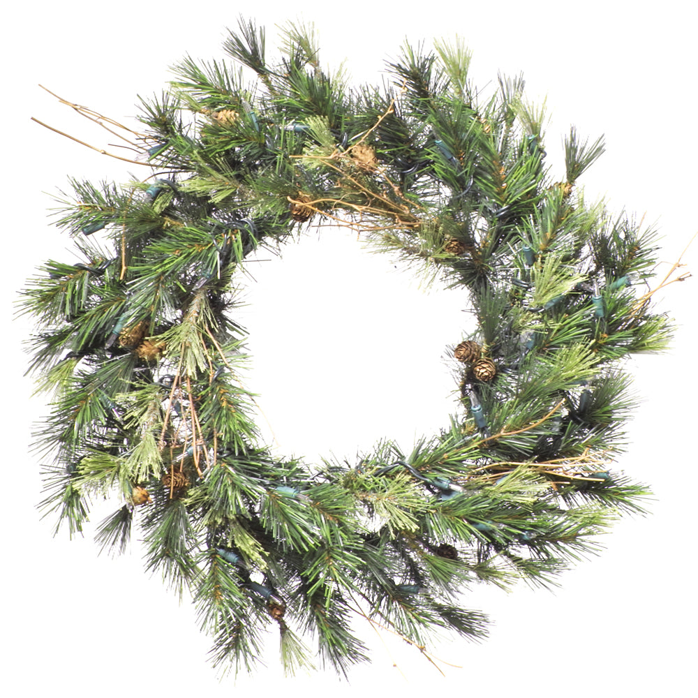 Vickerman 20in. Green 70 Tips Wreath 35 Clear Dura-Lit Lights