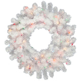 Vickerman 30in. White 230 Tips Wreath 50 Frosted Multicolor Wide Angle LED - BulbAmerica