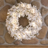 Vickerman 30in. Flocked White on Green 120 Tips Wreath 50 Clear Dura-Lit Lights_1