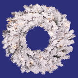 Vickerman 48in. Flocked White on Green 220 Tips Wreath 100 Clear Dura-Lit Lights