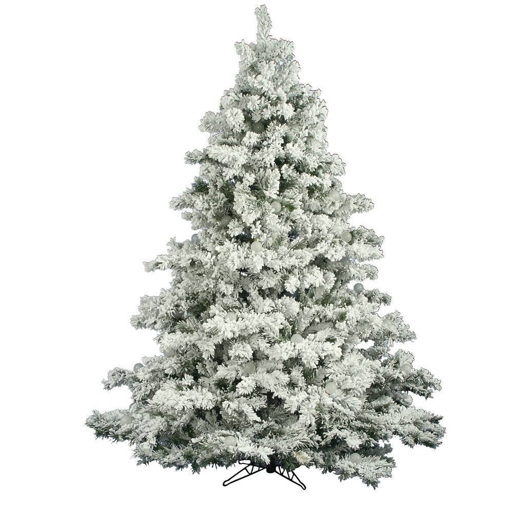 Vickerman 7.5Ft. Flocked White on Green 1495 Tips Christmas Tree