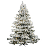 Vickerman 6.5Ft. Flocked White on Green 1045T Christmas Tree 600 Clear Dura-Lit