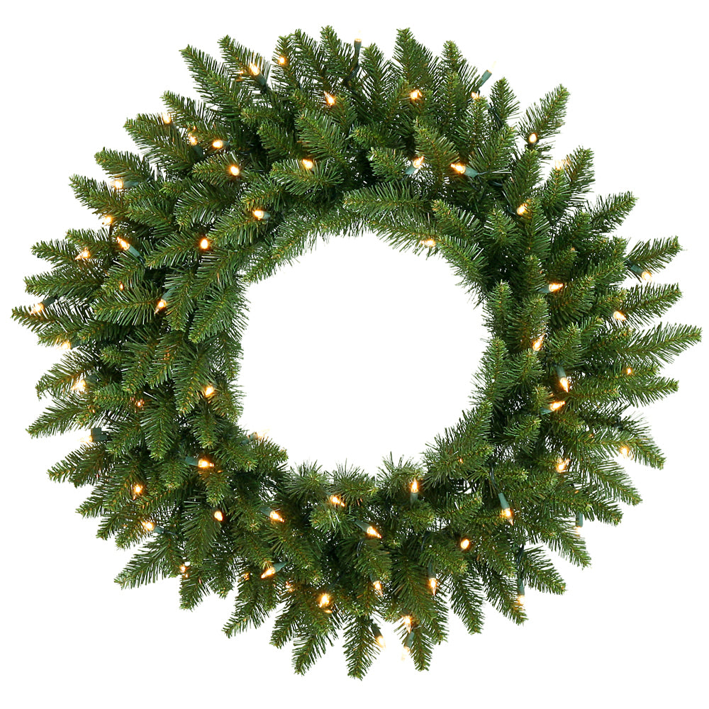 Vickerman 30in. Green 170 Tips Wreath 90 Frosted Warm White Wide Angle LED