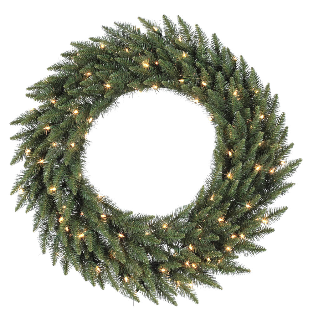 Vickerman 36in. Green 230 Tips Wreath 90 Frosted Warm White Wide Angle LED