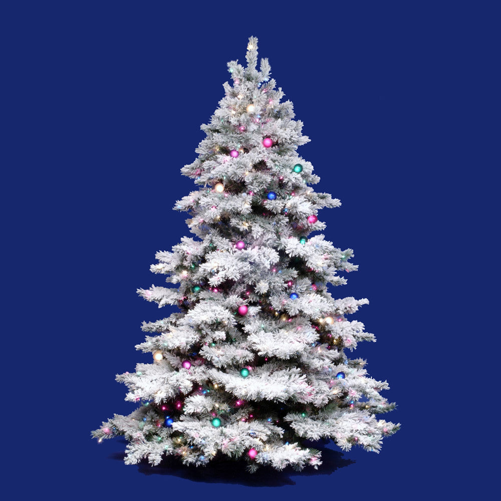 Vickerman 3Ft. Flocked White /Green 116T Christmas Tree 100 Multi-color Dura-Lit