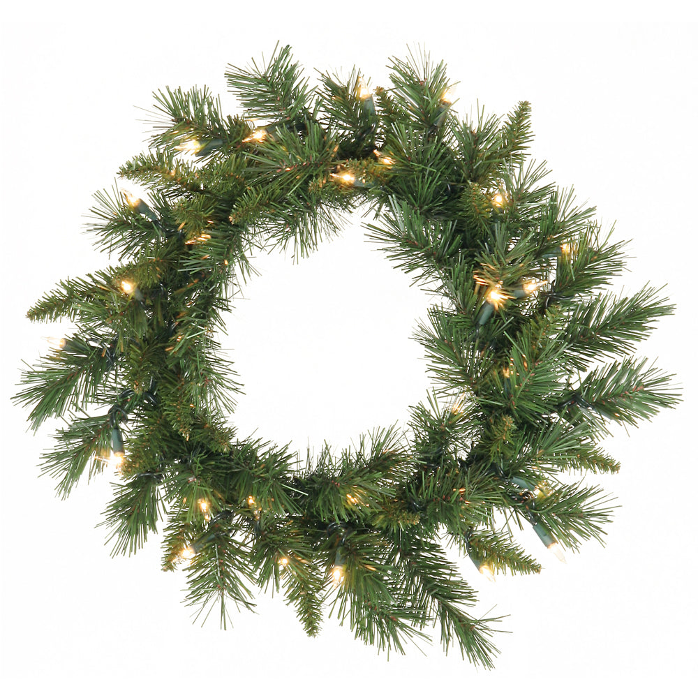 Vickerman 24in. Green 100 Tips Wreath 50 Clear Dura-Lit Lights