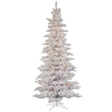 Vickerman 7.5Ft. Flocked White on White 1019T Christmas Tree 400 Clear Dura-Lit
