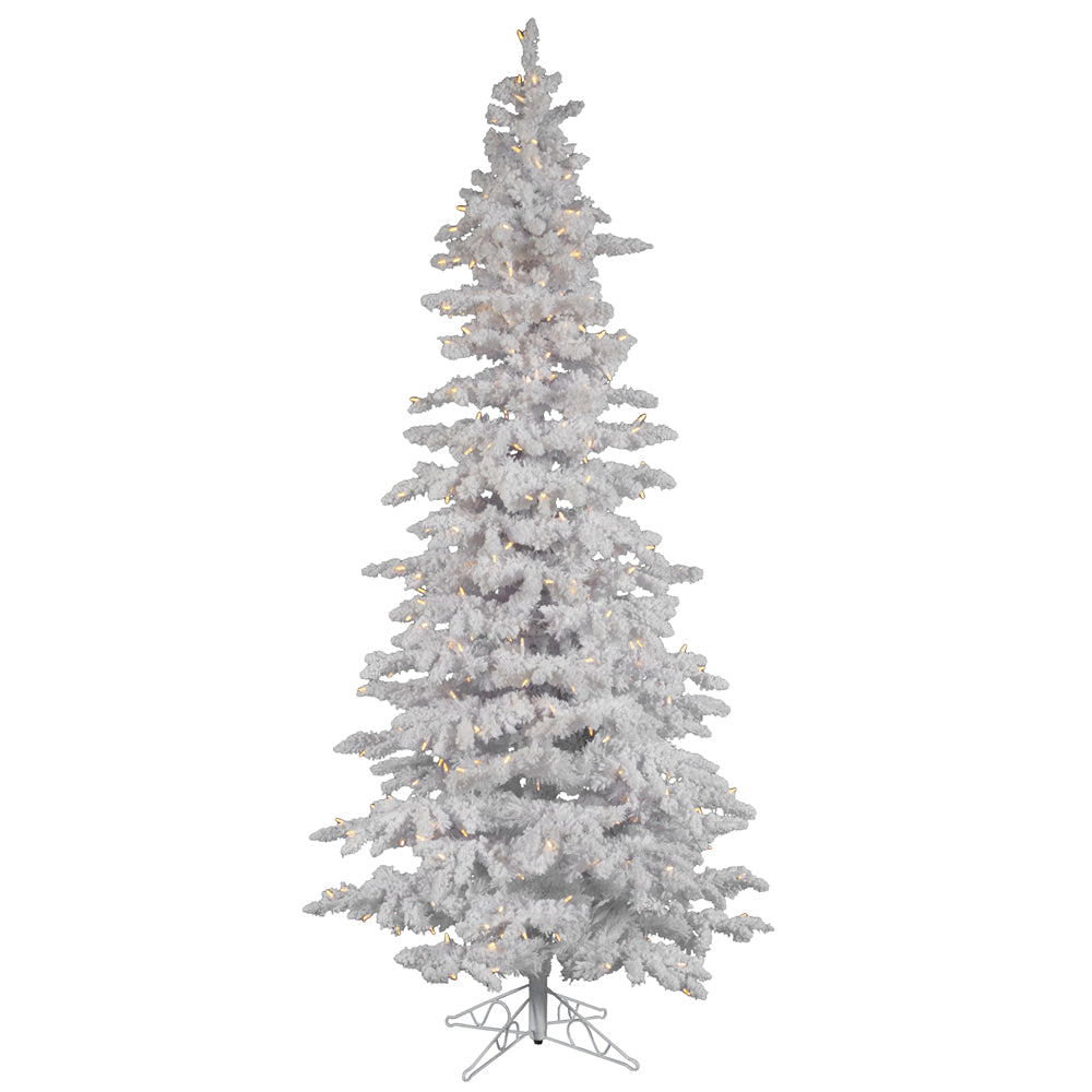 Vickerman 9Ft. Flocked White on White Christmas Tree 495 Warm White Italian LED
