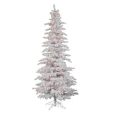 Vickerman 6.5Ft. Flocked White on White Christmas Tree 300 Multi-color Dura-Lit