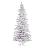 Vickerman 7.5Ft. Flocked White on White 1019T Christmas Tree 440 Multi-color LED
