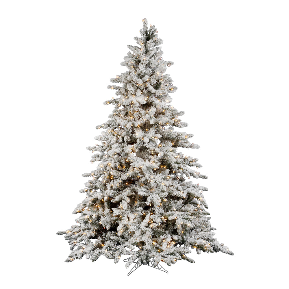 Vickerman 10Ft. Flocked White on Green 3083T Christmas Tree 1450 Clear Dura-Lit