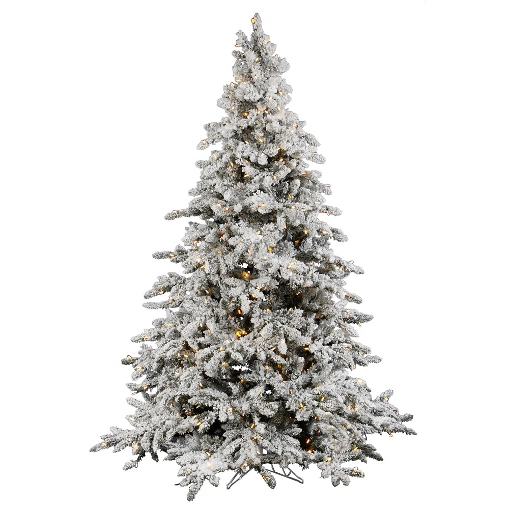 Vickerman 7.5Ft. Flocked White on Green 1650T Christmas Tree 700 Warm White LED