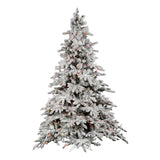 Vickerman 7.5Ft. Flocked White on Green Christmas Tree 850 Multi-color Dura-Lit